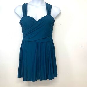 Cocopear Swim Dress 1 Piece 2X  Cross Over‎ Skirted Teal Bra Insert Beach Travel